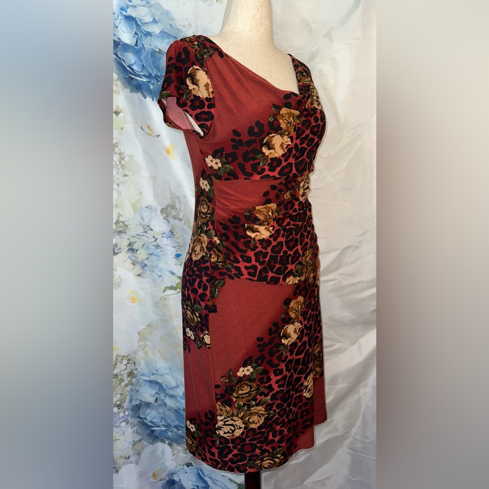 Giorgio Fiorelli Dress Animal and Floral Print Midi thin Made in USA Vintage